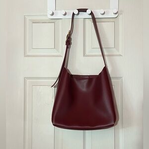 Elegant Burgundy Shoulder Bag with Pouch
